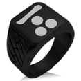 thumbnail image 1 of Stainless Steel Mouri Samurai Crest Geometric Pattern Biker Style Polished Ring, 1 of 1