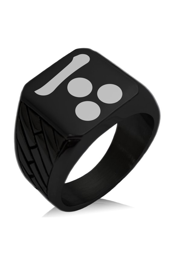 Stainless Steel Mouri Samurai Crest Geometric Pattern Biker Style Polished Ring