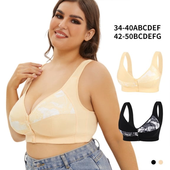 Titcea Bras for Women Plus Size Leopard Print Front Buttons Full Support Gathered Together Lace Bra No Underwire Breathable Comfort Underwear, Gifts for Her