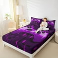 thumbnail image 4 of jejeloiu Cute Console Gamepad Full Size Sheets,Gamer Gaming Bed Sheets,Purple 3D Checkered Sheet Sets For Girls Boys,Super Cozy Room Decor,4pcs, 4 of 7