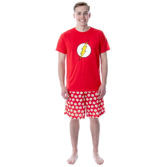 DC Comics Mens' The Flash Logo Short Sleeve Shirt Pajama Short Set