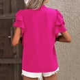 thumbnail image 2 of OSOLU Solid Color Women Tops Puff Short Sleeve Shirts Pleated T-Shirt Tee Tops Dressy Casual Business Trendy Summer Tunic Blouse, 2 of 7
