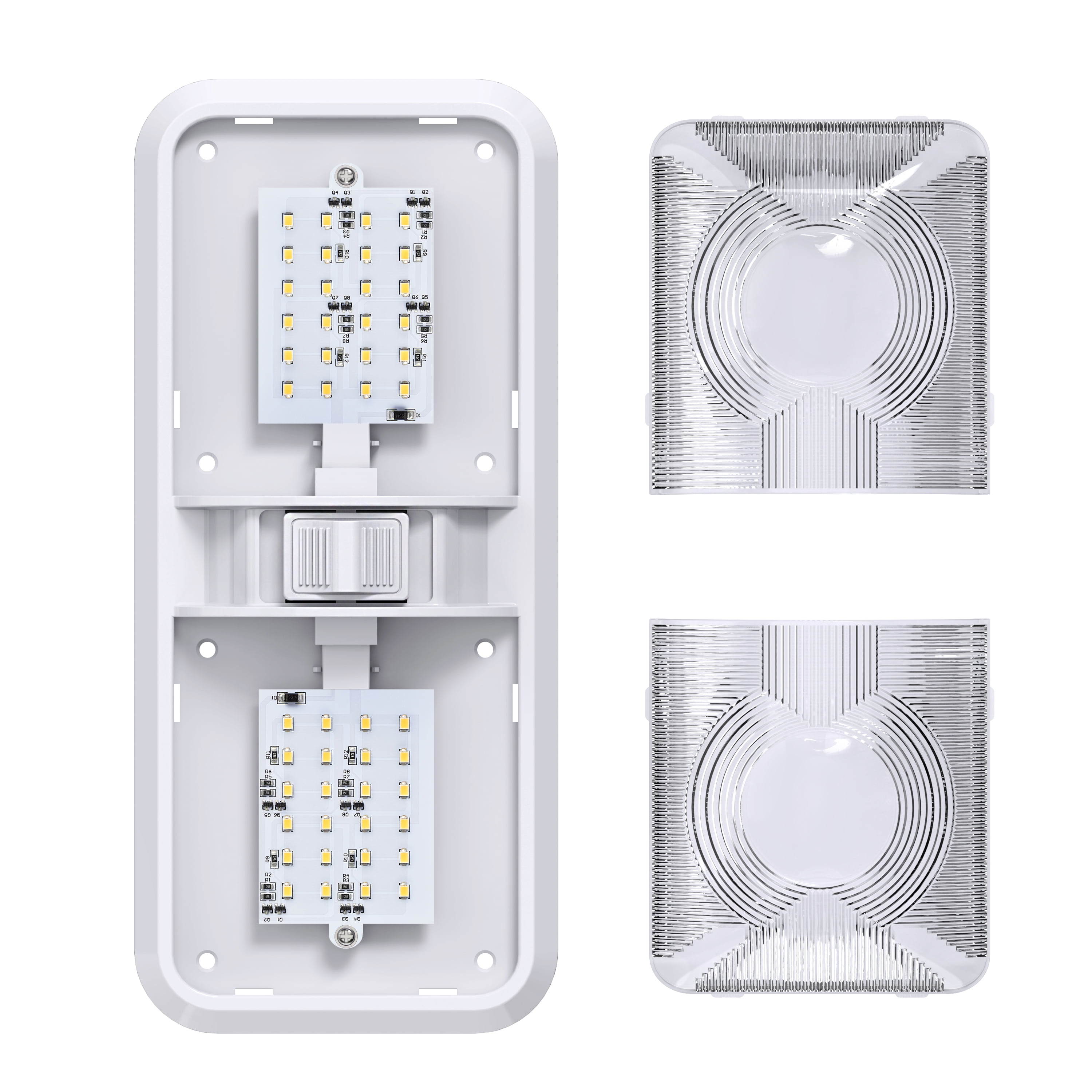 2-Pack RV LED Ceiling Dome Light Fixtures – 12V Interior Lights For Camper, Trailer, Marine – White, ON/OFF Switch