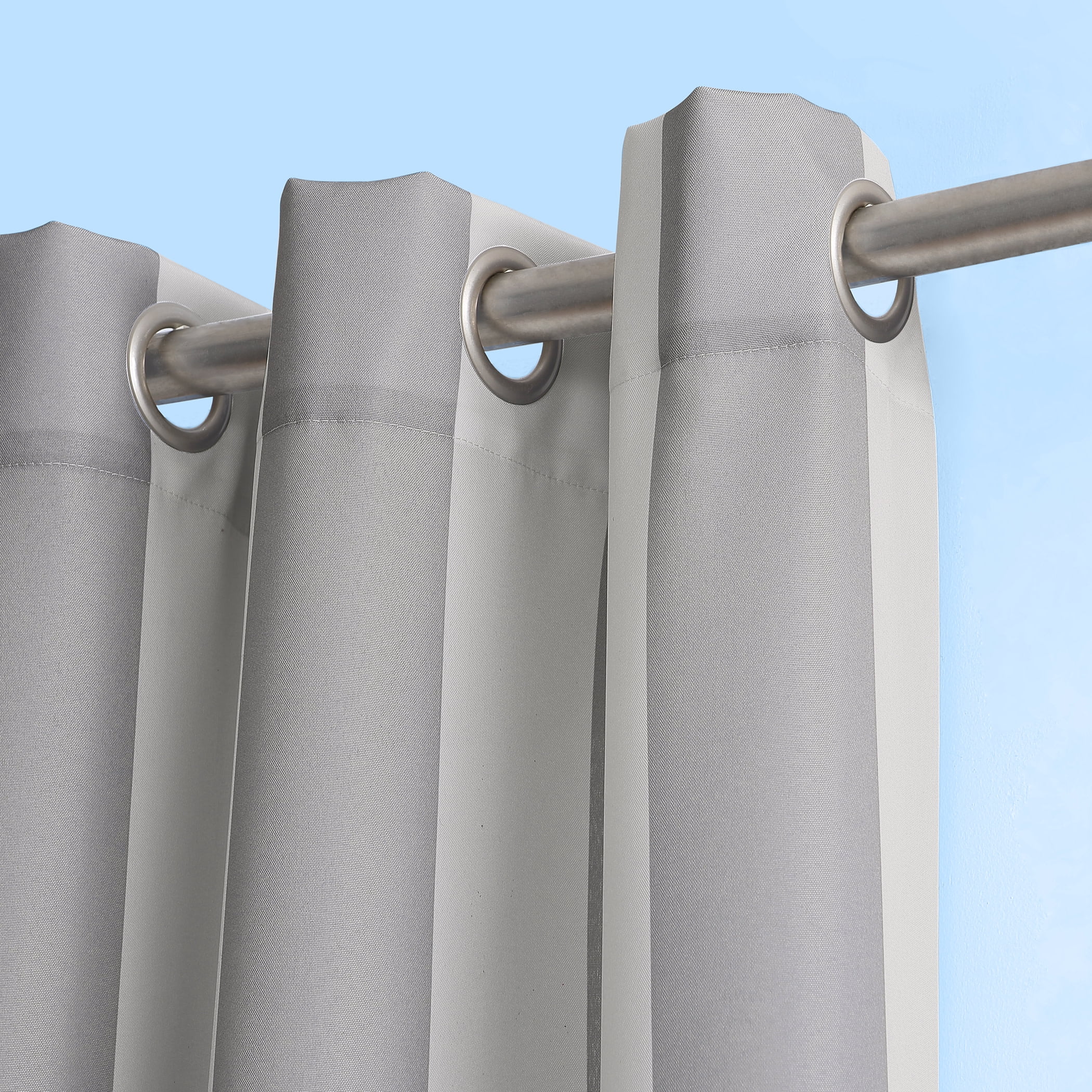 Sun Zero Valencia Cabana Stripe Indoor/Outdoor Uv Protectant Room Darkening Grommet Curtain Panel, 54"X108", Gray, 54"X108", Gray/Stripe
