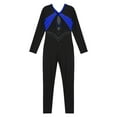 thumbnail image 4 of DPOIS Kids Girls Shiny Rhinestone Long Sleeve Full Body Unitard Jumpsuit Blue 6, 4 of 7