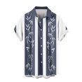 thumbnail image 5 of ZCFZJW Mens Hawaiian Shirts Short Sleeve Button Down Shirt Striped Color Block Printed Tropical Summer Beach Vacation Tees Shirt Tops Navy XXXL, 5 of 6