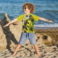 thumbnail image 3 of FORMRS Boys Rash Guard Short Sleeves Swim Shirt Quick Dry UPF 50+ Sun Protection, Sizes 3-12T, Yellow Flowers, 3 of 6