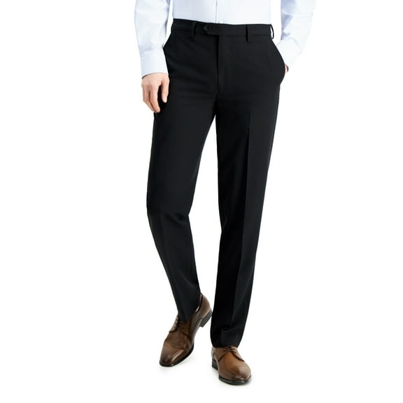 Nautica Mens Modern fit Dress Pants 34 / 32 Black Solid Stretch