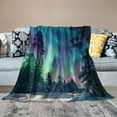 thumbnail image 2 of Shiartex  Throw Blanket Warm Fuzzy Plush Blanket Flannel Bed Blanket Northern Lights (Aurora Borealis) Snow Forest Lightweight Blanket Throw for Sofa Bed Couch Colorful White, 2 of 6