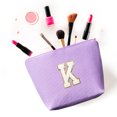 thumbnail image 2 of Sm:)e Personalized Initial Makeup Bag, Cosmetic Bag for Teen Girls and Women, Toiletry Bags for Travel Holiday Birthday,2 Pack (K, Purple), 2 of 7