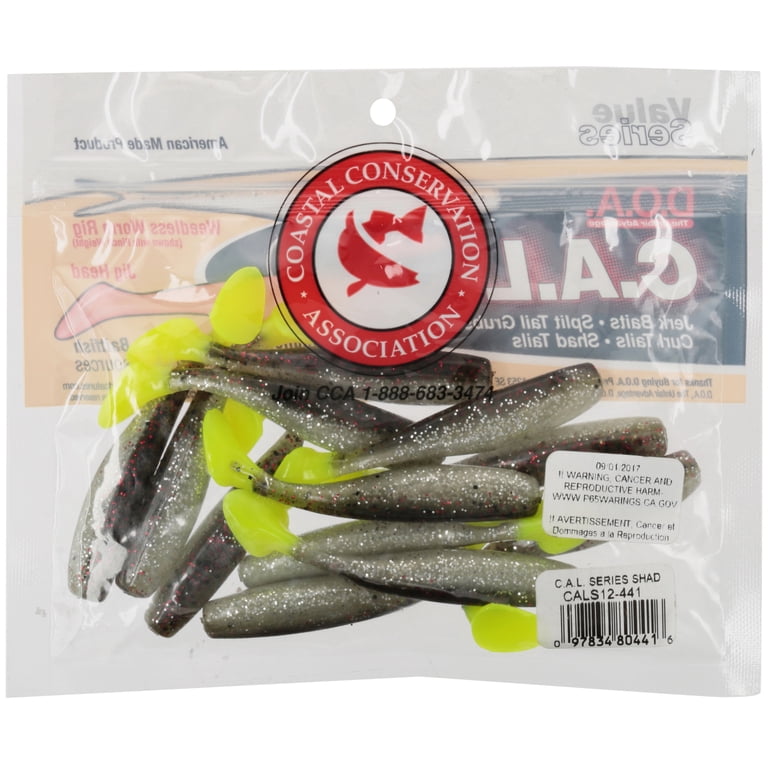 doa fishing lures cal s 12-304 C.A.L. Jerk Bait  12 Pack Pearl / 4" Flounder and Fluke C.A.L. 3" Shad Tail 