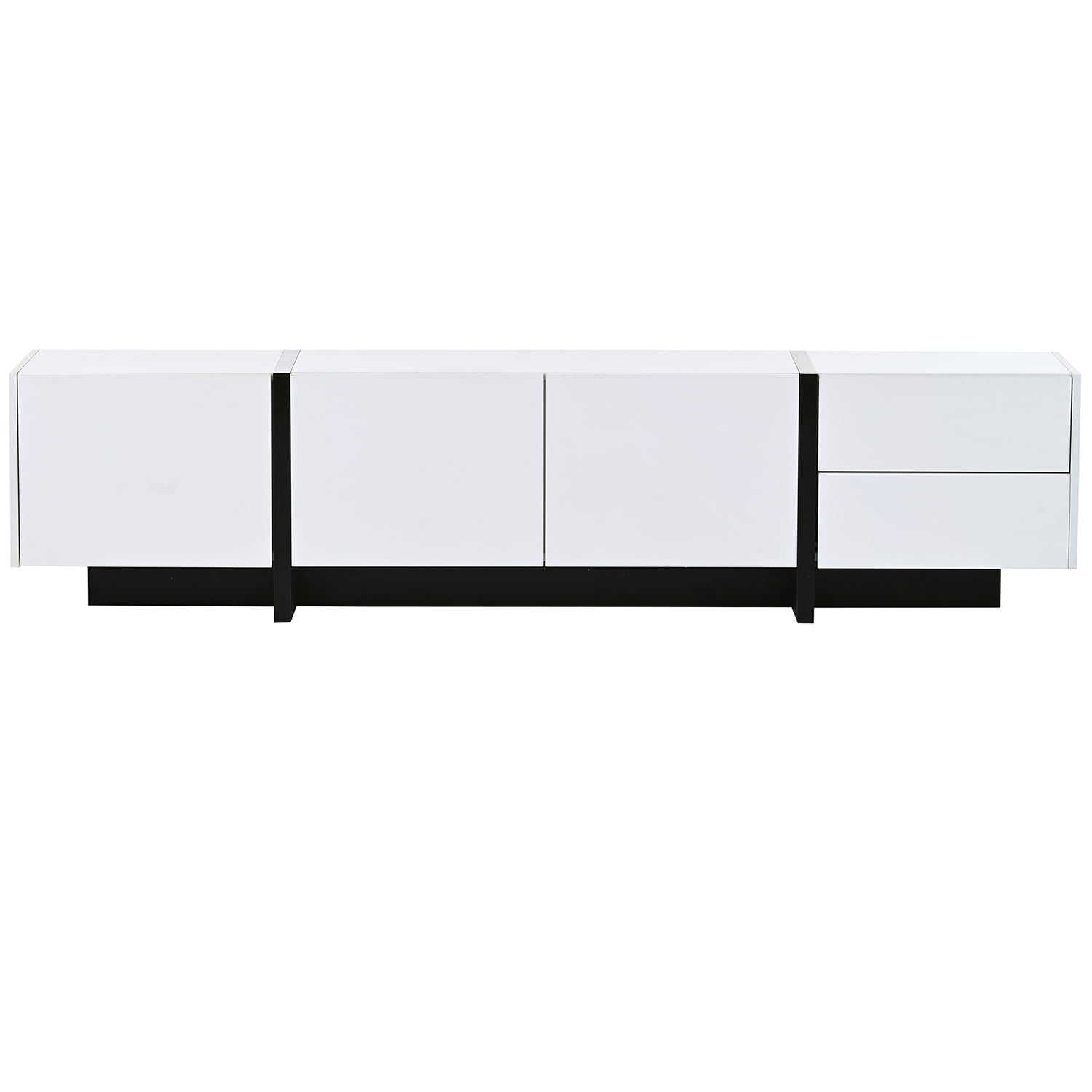 Kadyn Rectangle TV Stand, Particle Board TV Cabinet for TVs Up to 80”, Modern Entertainment Center TV Console with High Gloss UV Surface, 2 Drawers and 3 Cabinets, White