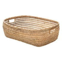 Kouboo Cambria Rectangular Open Weave Storage Basket, Storage Baskets with Wooden Handles Woven Bin Organizers, Honey Brown