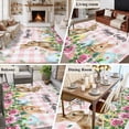 thumbnail image 5 of 6x9 Area Rugs for Living Room, Easter Non Slip Area Rugs for Kitchen Bedroom Entryway, Spring Watercolor Bunny Eggs Flower Leaf Pink Plaid Washable Carpet Runner Rug Floor Mats for Bedroom, 5 of 8