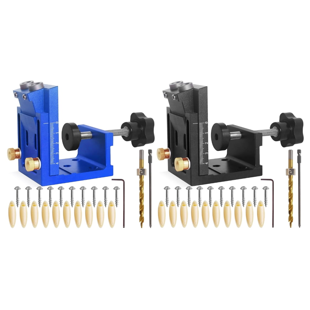 Adjustable Wood Doweling Jig Drill Locator Hole Puncher Positioning Opener Woodworking Tool Includes Drill Bit and Plugs