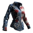 thumbnail image 3 of 250th Anniversary USA Shirt for Women Long Sleeve Button Down Shirts Independence Days Top Navy L, 3 of 3