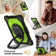 thumbnail image 3 of Decase Kids Case for Apple iPad Air 13 (M3)(M2) 13-inch 2025/2024,Shockproof Rotatable Stand Cover,Detachable Shoulder Strap,Rugged 3-Layer Tablet Shell with Pen Holder,Black+Green, 3 of 8