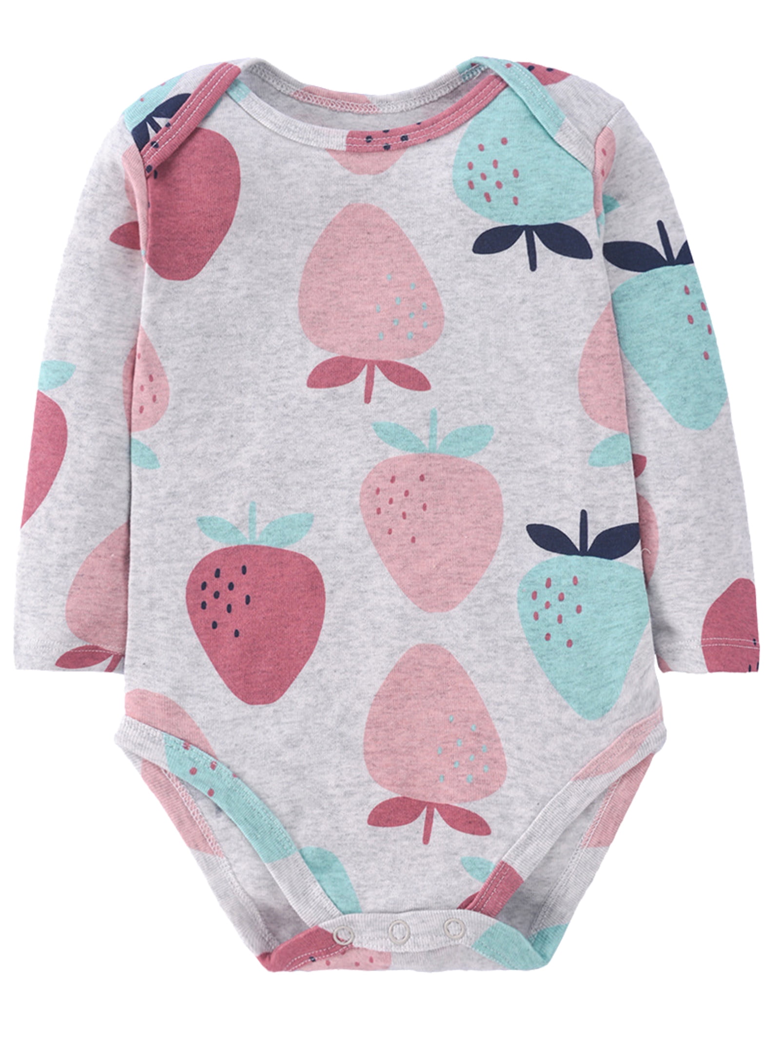 HWJAD Baby Girls' 3-Pack Long Sleeve Bodysuits One-piece 100% Organic Cotton for 0-24 Months Baby Girl