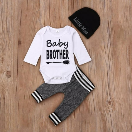 

Bullpiano Newborn Baby Boy Clothes Outfits Long Sleeve Romper Casual Pants Set with Hat for 12-18 Months Infant Boys Clothing