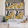 thumbnail image 2 of Sunflower Cow Curtain Valances Set Farmhouse Yellow Flower Leaf Butterfly Barn Door Kitchen Curtains 36&nbsp;inch Length Rod Pocket Valance and Tiers 3 Piece Set Small Bedroom Bathroom Laundry Decor, 2 of 9