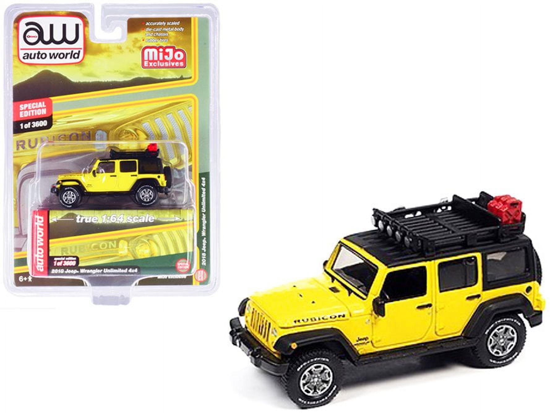 Jeep Wrangler 4x4 ミニカー 2018 Jeep Wrangler Rubicon Unlimited 4x4 Yellow and Black