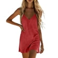 thumbnail image 5 of Pounoo Womens V Neck Sleeveless Dresses Loose Fit Curved Hem Lightweight Fabric Casual Dresses Beach Sundresses Gift, 5 of 7