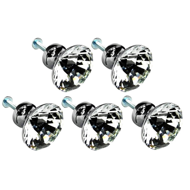 5pcs 30mm perillas de puerta de cristal transparente en forma de diamante manijas de cocina gabinete armario cajón tirador tiradores