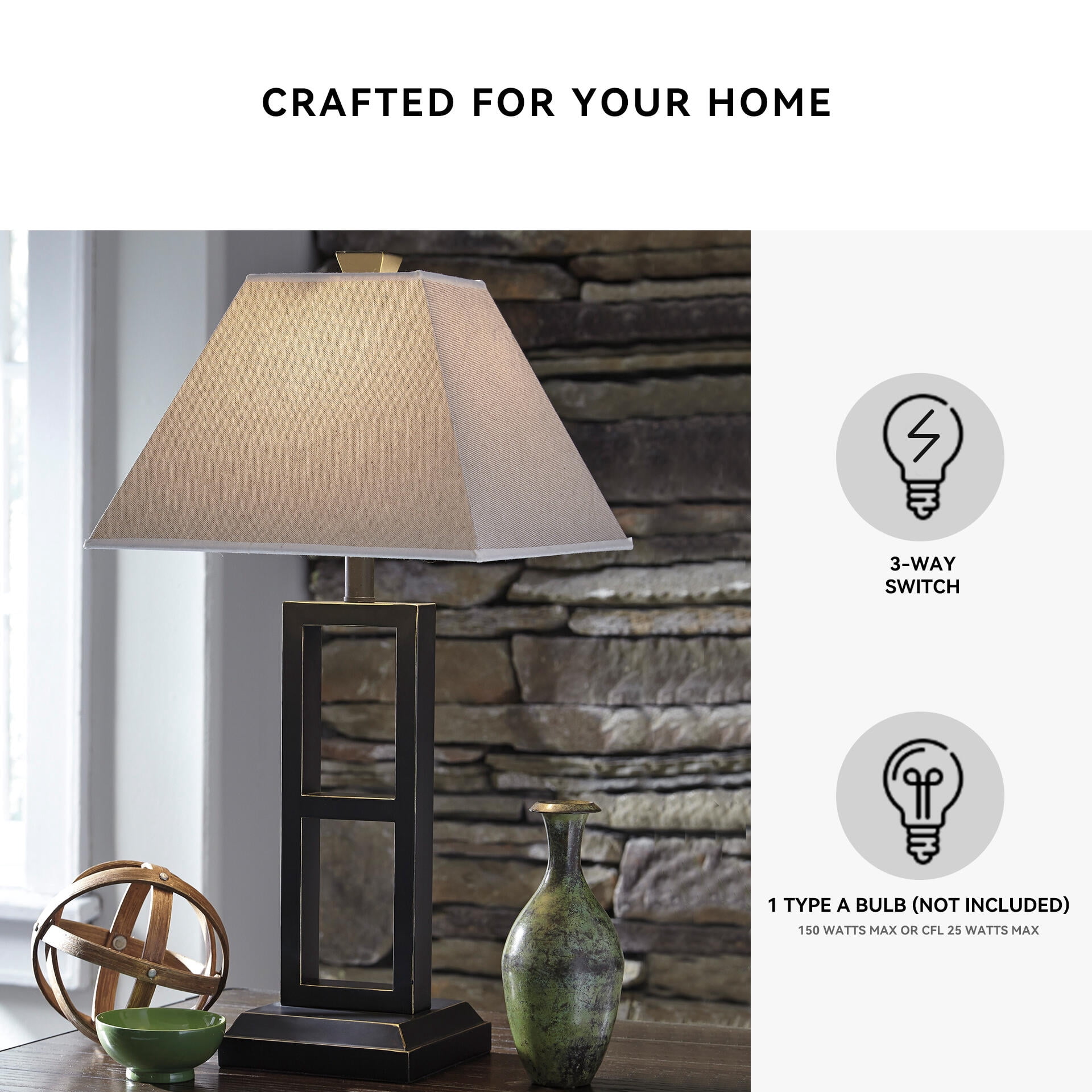 Signature Design by Ashley Deidra Metal Table Lamp Set (2), Black, Modern Open Frame Lamps with Linen-Look Shades