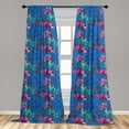 thumbnail image 5 of Ambesonne Floral Curtains, Blooming Lilies and Phloxes, Pair of 28"x95", Azure Blue Multicolor, 5 of 5