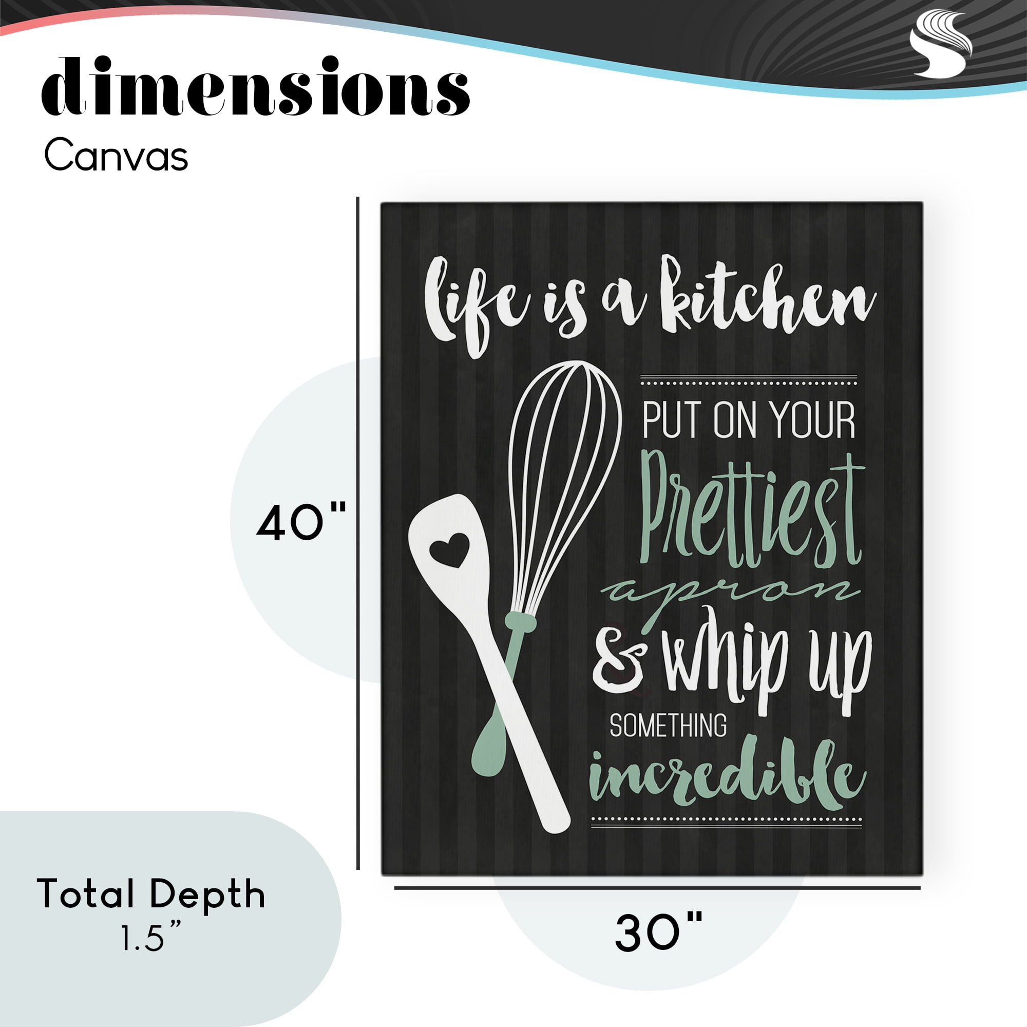 Life Is A Kitchen Motivational Canvas Wall Art, design by Lettered and Lined