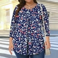 thumbnail image 4 of 3/4 Sleeve Tops for Women Summer Sale Women's Plus Size Solid Color Gradient European T-Shirt Home Casual with Three Quarter Sleeves Round Neck Top/shirt, 4 of 7