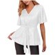 thumbnail image 2 of Tejiojio Women's Sequin Top V-Neck Flared Sleeve Front Tie Sparkly Party Blouse, 2 of 6