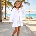 thumbnail image 6 of OGLCCG Girls' Butterfly Swim Cover Up Hooded Terry Zip-Up Bathing Towel Suit Wrap with Pockets Beach Pool Clothes Size 4-15, 6 of 8