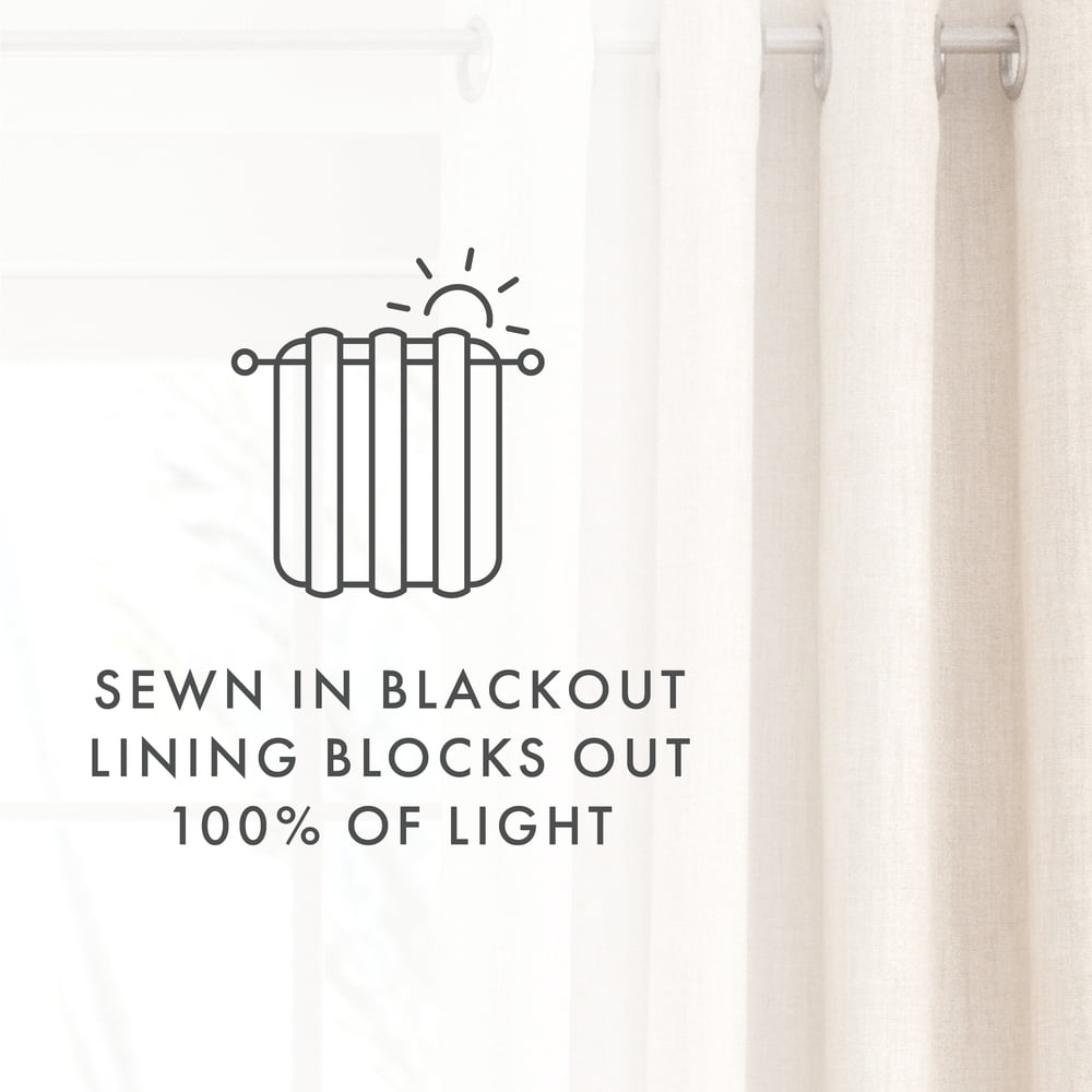 Noble Linens Ivory Linen Blend Energy Saving Grommet Curtain Panel, 50" x 84" 2 Panels