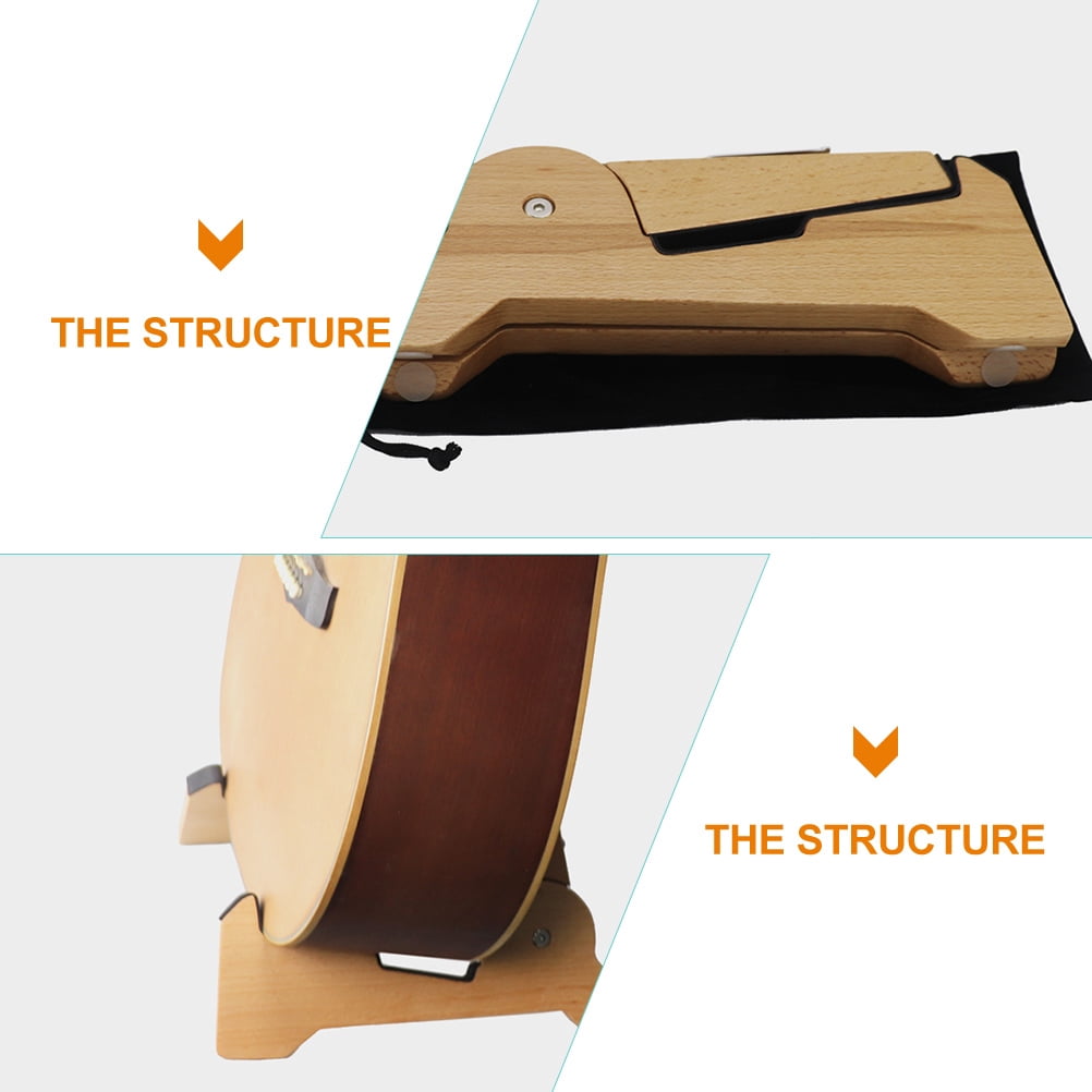 LULULION Light Brown Wood Guitar Stand Portable Foldable Guitar Support for Stage and Store