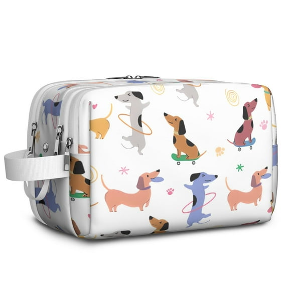 Toiletries Bag,Dachshund Sport Mens Womens Toiletry Bag Bathroom Bag,Waterproof Toiletry Travel Bag Dopp Kit Shaving Bag 11x6.3x5.1 Inch
