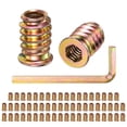 thumbnail image 1 of Paquete de 60 inserciones roscadas para madera, 1/4-20 x 15mm tuercas de inserción de accionamiento hexagonal con una llave para muebles de madera [Tono dorado], 1 of 6