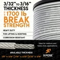 thumbnail image 5 of 7x7 Vinyl Coated Galvanized Steel Aircraft Cable Wire 500' Reel – 3/32” to 3/16” - for Pulley System or Winch Loop - Marine Wire, Cable Railing, Deck Railing, Fencing - by Xpose Safety, 5 of 6