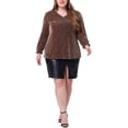 thumbnail image 2 of Agnes Orinda Womens Plus Size Top Metallic Party Glitter Long Sleeve Shiny Disco Sparkle Tops 4X Rose Gold, 2 of 6