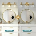 thumbnail image 4 of 3-Lights Bathroom Light Fixtures Gold Vanity Light Over Mirror with Glass Shades (Include Crystal LED Light), Wall Sconce Lighting for Bathroom Bedroom Living Room, 4 of 4
