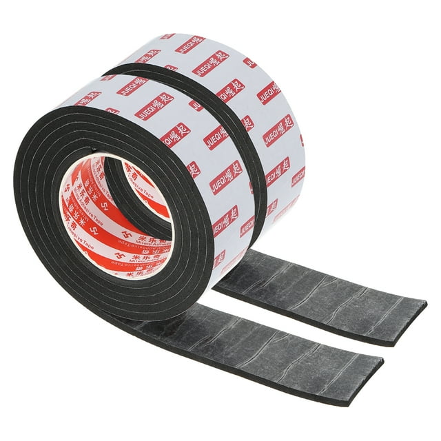 Cinta de Espuma Doble Cara EVA de 1-3/4" de Ancho x 1/5" de Grosor x 6.6Ft, 2 Rollos, Negra