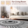 thumbnail image 2 of ODIKA 3'x5' Machine Washable Non-Slip Area Rug, Retro Groove Vinyl Spiral With Radiating Soundwave Motifs High Traffic Rug with Pad, Black, 447736, 2 of 8