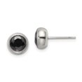 thumbnail image 3 of Auriga Fine Jewelry Stainless Steel Polished 6mm Bezel Black Cubic Zirconia Stud Post Earrings For Women (L - 7.85mm, W - 7.87mm), 3 of 5