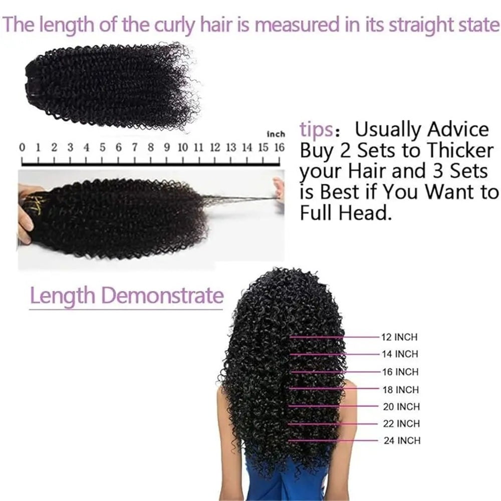 Afro Kinky Curly Clip in Hair Extensions Human Hair Clip in Extensions 8pcs 120g/set Brazilian Remy Hair Curly Hair Clip Ins for Black Women