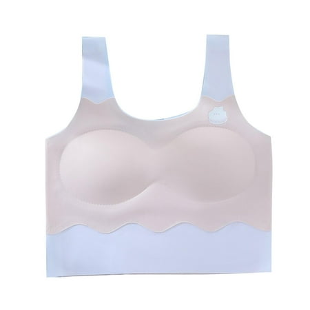 Girls Bras Silky Seamless Bra Cute Printed Padded Sports Bra Longline Summer Cooling Cami Bralette  Pink  14 Years