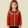 thumbnail image 2 of IVEYRTF Girls Floral Knit Button Cardigan Sweater Big Lapel Open Front Coat Soft Cozy Warm Outerwear for Toddler Kids Everyday Wear Casual Outfit(Wine#3,4-5 Years), 2 of 6