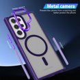 thumbnail image 4 of Strong Magnetic for Samsung Galaxy S23 Ultra Case, Military Grade Drop Protection, Compatible with MagSafe, [Metal Keys]Shockproof Translucent Matte Hard Back Soft Slim Phone Protective Case,Purple, 4 of 5