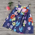 thumbnail image 4 of Vestido sin mangas para bebé niña Vestido de verano con decoración de lazo y estampado floral ajustado y acampanado (110), 4 of 5
