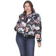 thumbnail image 1 of white mark PSF893-22-2TG Blouson Bomber à Fleurs pour Femmes Grande Taille44 Noir - 2TG, 1 of 5