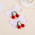 thumbnail image 7 of Velvet Ribbon Hair Bow Clips - 2 PCS Cute Hair Bow Clips with Red Cherry Ball Handmade Alligator Barrettes Pins Bowknot Party Dress Decor Accessories for Girls, 7 of 7